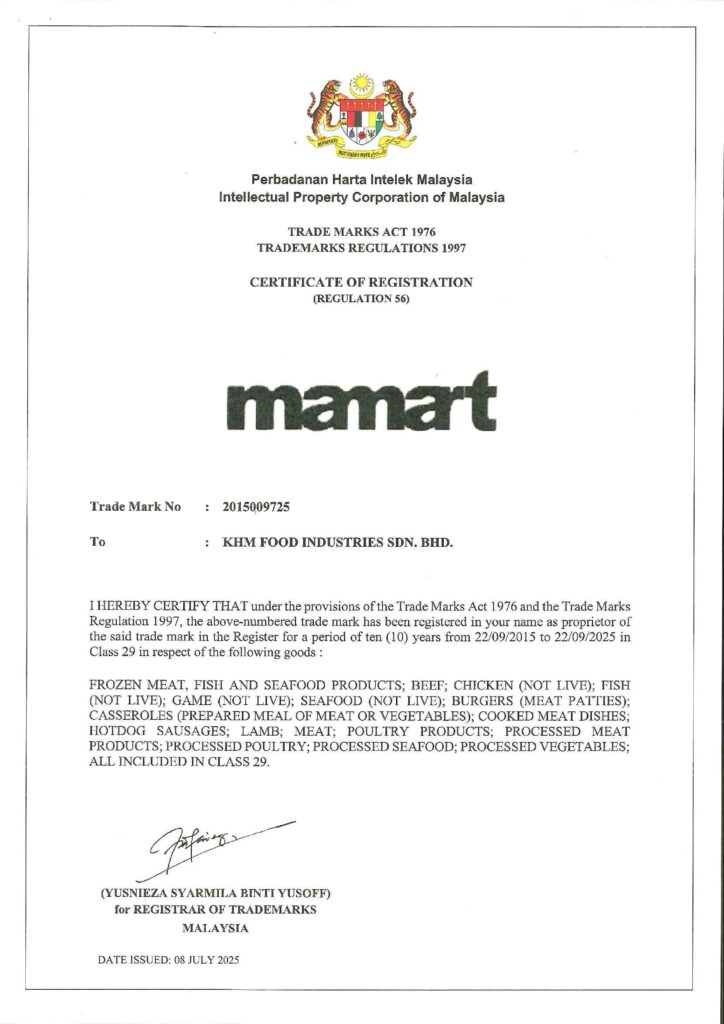 Sijil Trademarks MAMART